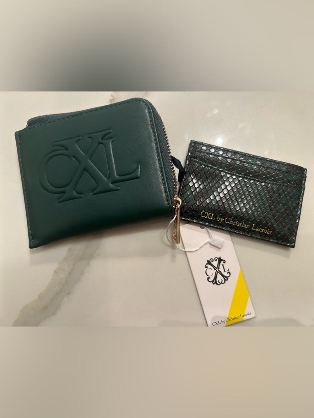 CXL Christian Lacroix Viere Python Smooth‎ Zip Around Wallet Teal NWT $48.
